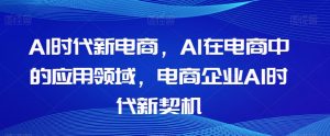 Al时代新电商，Al在电商中的应用领域，电商企业AI时代新契机-虚拟资源库