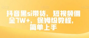 抖音黑si带货，短视频佣金7W+，保姆级教程，简单上手【揭秘】-虚拟资源库