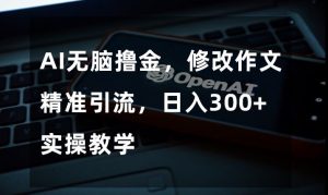 AI无脑撸金，修改作文精准引流，日入300+，实操教学【揭秘】-虚拟资源库