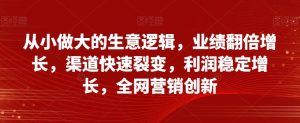 从小做大的生意逻辑，业绩翻倍增长，渠道快速裂变，利润稳定增长，全网营销创新-虚拟资源库