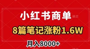 小红书商单最新玩法,8篇笔记涨粉1.6w,作品制作简单,月入8000+【揭秘】-虚拟资源库
