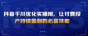 抖音千川优化实操班,让付费投产持续盈利的必备技能-虚拟资源库
