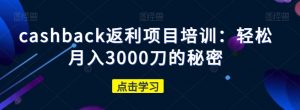 cashback返利项目培训:轻松月入3000刀的秘密-虚拟资源库