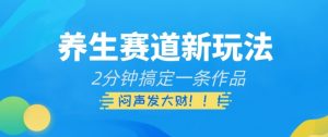 养生赛道新玩法，2分钟搞定一条作品，闷声发大财【揭秘】-虚拟资源库