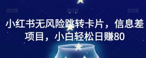 小红书无风险跳转卡片,信息差项目,小白轻松日赚800【揭秘】-虚拟资源库