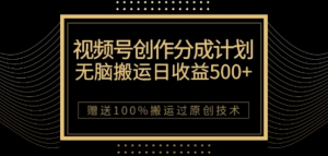 视频号分成计划与私域双重变现,纯搬运无技术,日入3~5位数【揭秘】-虚拟资源库