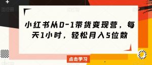 小红书从0-1带货变现营,每天1小时,轻松月入5位数-虚拟资源库