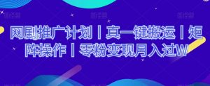 网剧推广计划丨真一键搬运丨矩阵操作丨零粉变现月入过W-虚拟资源库