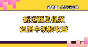 搬运西瓜视频强撸中视频收益，日赚600+破原创，拿百万流量【揭秘】-虚拟资源库
