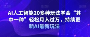 AI人工智能20多种玩法学会“其中一种”轻松月入过万，持续更新AI最新玩法-虚拟资源库