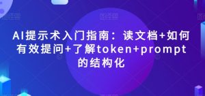 AI提示术入门指南：读文档+如何有效提问+了解token+prompt的结构化【揭秘】-虚拟资源库