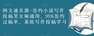 网文通关课-签约小说写作投稿男女频通用，95%签约过稿率，系统写作投稿学习-虚拟资源库