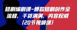 短剧编剧课-爆款短剧创作全流程，干货满满，内容权威【20节视频课】-虚拟资源库