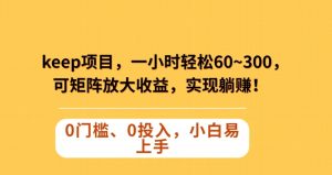 Keep蓝海项目，一小时轻松60~300＋，可矩阵放大收益，可实现躺赚【揭秘】-虚拟资源库