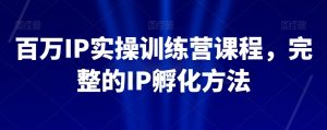 百万IP实操训练营课程，完整的IP孵化方法-虚拟资源库