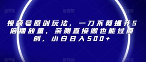 视频号原创玩法,一刀不剪提升5倍播放量,亲测直接搬也能过原创,小白日入500+【揭秘】-虚拟资源库