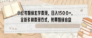小红书姻缘玄学变现，日入1500+，全新多种变现方式，附带姻缘合盘【揭秘】-虚拟资源库