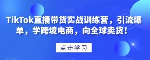 TikTok直播带货实战训练营，引流爆单，学跨境电商，向全球卖货！-虚拟资源库