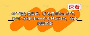 GPT指令实战课，学会使用ChatGPT，解决工作学习中一个个具体问题，真正提高效率-虚拟资源库