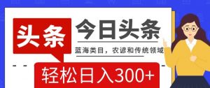 AI头条传统和农谚领域,蓝海类目,搬运+AI优化,轻松日入300+【揭秘】-虚拟资源库