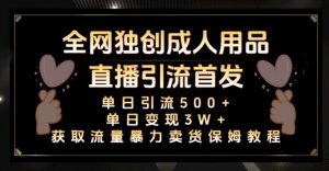 全网独创真人主播+无人直播单日引流500+，橙人用品暴力卖货单日变现3W+保姆似教学2.0【揭秘】-虚拟资源库