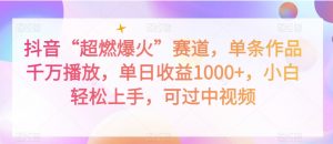 抖音“超燃爆火”赛道，单条作品千万播放，单日收益1000+，小白轻松上手，可过中视频【揭秘】-虚拟资源库