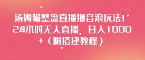 汤姆猫整蛊直播撸音浪玩法！24小时无人直播，日入1000+（附搭建教程）【揭秘】-虚拟资源库