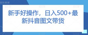 新手好操作，日入500+最新抖音图文带货【揭秘】-虚拟资源库