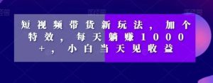 短视频带货新玩法,加个特效,每天躺赚1000+,小白当天见收益【揭秘】-虚拟资源库
