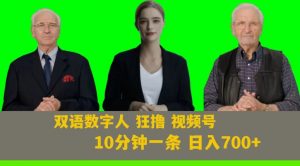 Ai生成双语数字人狂撸视频号，日入700+内附251G素材【揭秘】-虚拟资源库