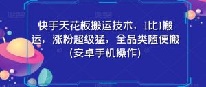 快手天花板搬运技术，1比1搬运，涨粉超级猛，全品类随便搬（安卓手机操作）-虚拟资源库
