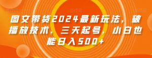 图文带货2024最新玩法，破播放技术，三天起号，小白也能日入500+【揭秘】-虚拟资源库