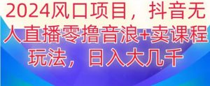 2024风口项目，抖音无人主播撸音浪+卖课程玩法，日入大几千【揭秘】-虚拟资源库