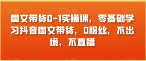 图文带货0-1实操课,零基础学习抖音图文带货,0粉丝,不出境,不直播-虚拟资源库