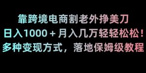 靠跨境电商割老外挣美刀，日入1000＋月入几万轻轻松松！多种变现方式，落地保姆级教程【揭秘】-虚拟资源库
