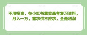 不用投资,在小红书靠卖高考复习资料,月入一万,需求供不应求,全是利润【揭秘】-虚拟资源库