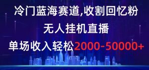 冷门蓝海赛道,收割回忆粉,无人挂机直播,单场收入轻松2000-5w+【揭秘】-虚拟资源库