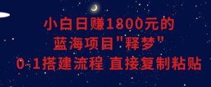 小白能日赚1800元的蓝海项目”释梦”0-1搭建流程可直接复制粘贴长期做【揭秘】-虚拟资源库