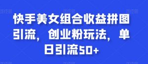 快手美女组合收益拼图引流，创业粉玩法，单日引流50+【揭秘】-虚拟资源库