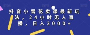 抖音小雪花卖课最新玩法，24小时无人直播，日入3000+【揭秘】-虚拟资源库