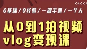 从0到1拍视频vlog变现课，5分钟每天，每月多赚1W-虚拟资源库