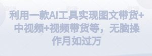 利用一款AI工具实现图文带货+中视频+视频带货等，无脑操作月如过万【揭秘】-虚拟资源库