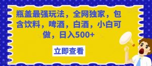 瓶盖最强玩法，全网独家，包含饮料，啤酒，白酒，小白可做，日入500+【揭秘】-虚拟资源库