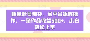 明星账号带货，多平台矩阵操作，一条作品收益500+，小白轻松上手【揭秘】-虚拟资源库