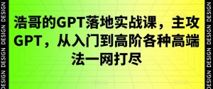 浩哥的GPT落地实战课，主攻GPT，从入门到高阶各种高端法一网打尽-虚拟资源库
