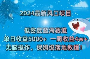 2024最新风口项目，低密度蓝海赛道，单日收益5000+，一周收益4w+！【揭秘】-虚拟资源库