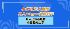 小红书无人直播月入30gmv实操教学,月入上w不是梦,小白轻松上手【揭秘】-虚拟资源库
