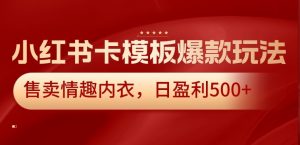小红书卡模板爆款玩法，售卖情趣内衣，日盈利500+【揭秘】-虚拟资源库