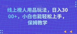 线上橙人用品玩法，日入3000+，小白也能轻松上手，保姆教学【揭秘】-虚拟资源库