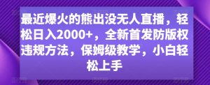 最近爆火的熊出没无人直播，轻松日入2000+，全新首发防版权违规方法【揭秘】-虚拟资源库